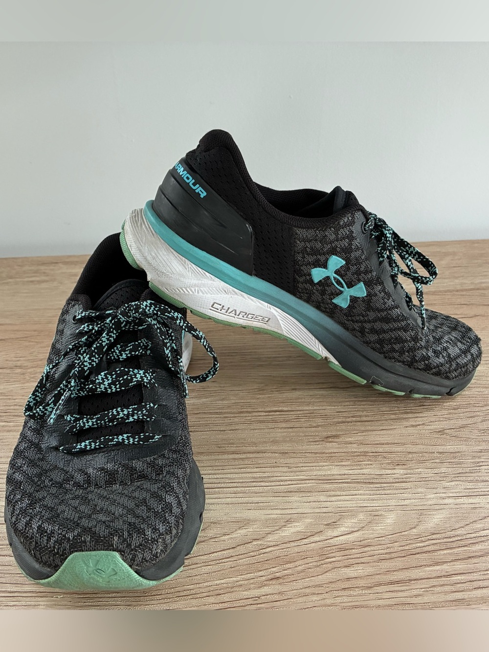 Under Armour Black and Teal Women's Athletic Running Shoes